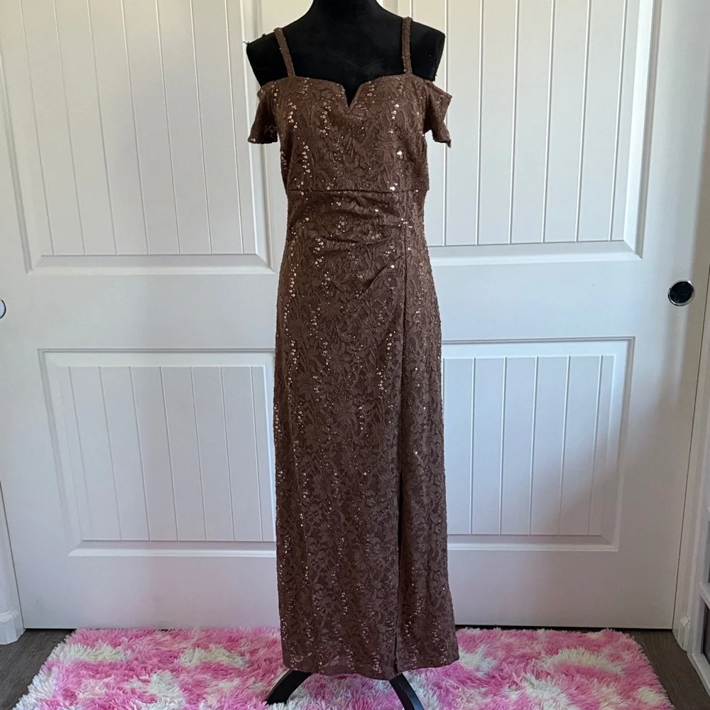 candalite | Dresses | Elegant Brown Sequin Wedding Dress | Poshmark